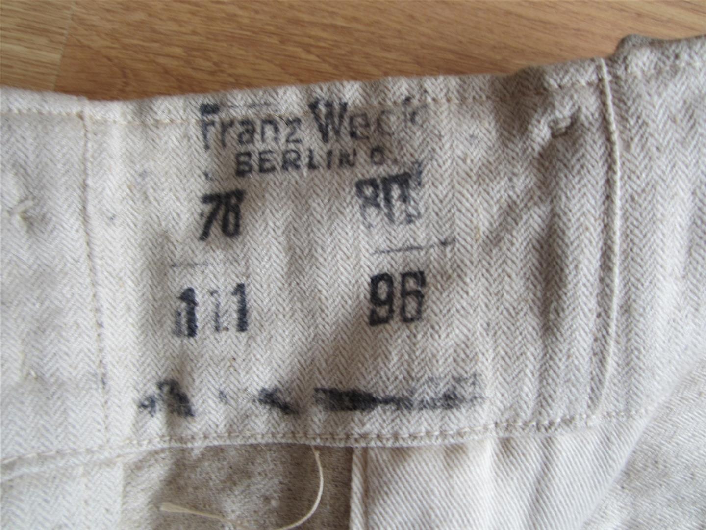 WW2 German Luftwaffe Work Trousers